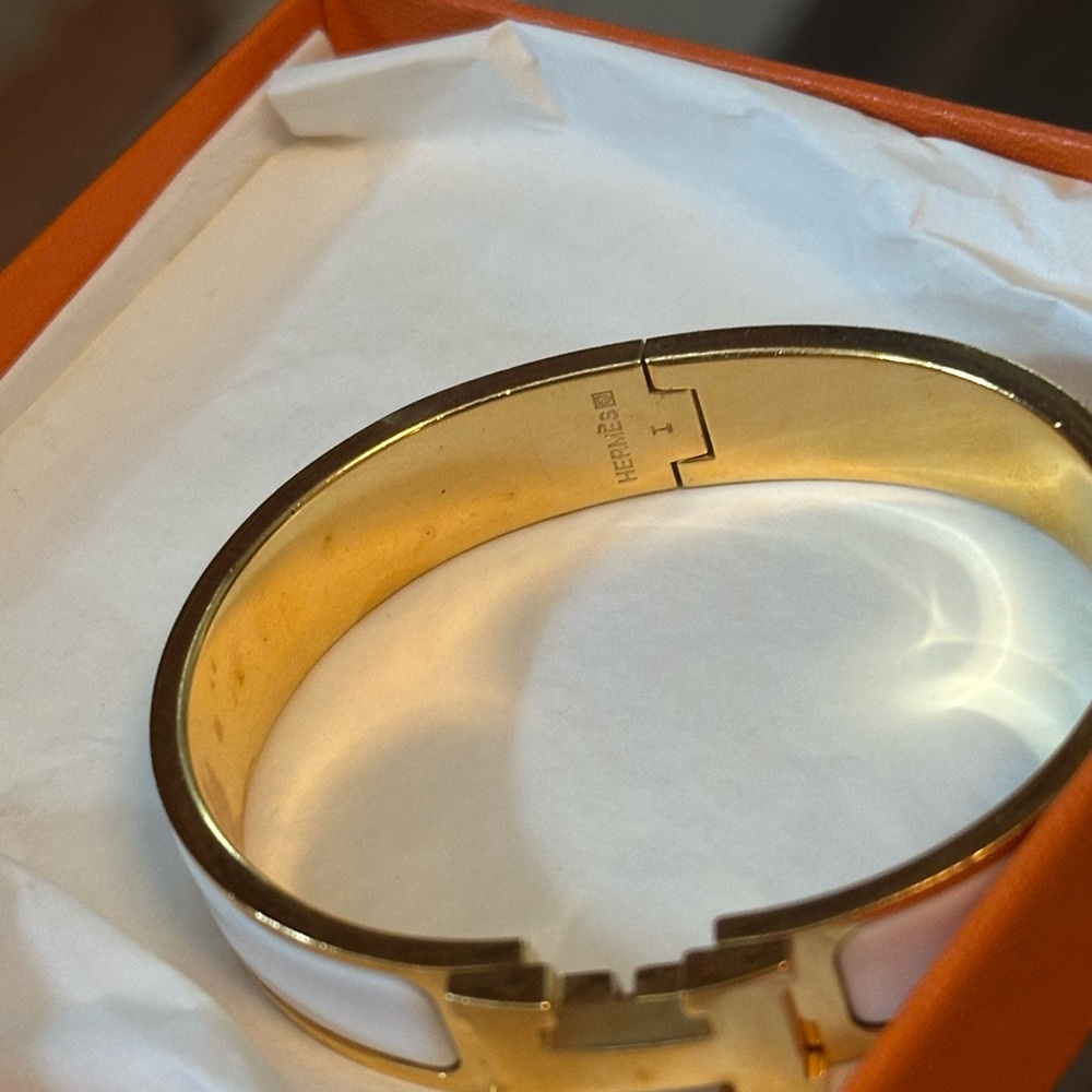 Authentic Vintage Hermes Clic H White Bracelet - Picture 4 of 5